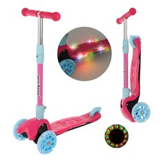 Самокат Moby Kids Disco, складной, колеса 120 PU со светом, свет и звук на деке, розовый