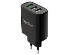 Сетевое зарядное устройство Dorten 3 USB Smart ID Quick Charger 30W 2.4A Black