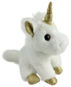 Единорог белый с золотом 15 см игрушка мягкая A Btoys