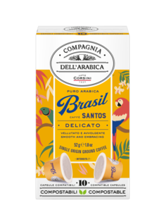 Капсулы Dell Arabica Brasil santos для кофемашин Nespresso 10 капсул Compagnia Dellarabica