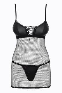 Сорочка изысканная полупрозрачная Redella L/XL черный Obsessive