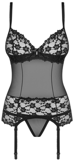 Изящный корсаж Letica из прозрачной вуали черный L/XL Obsessive