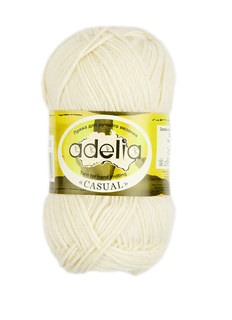 Пряжа Adelia Casual, 72% хлопок, 28% акрил, 10*50 г, 130 м+-6 м, №02, белый