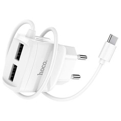 Сетевое зарядное устройство Hoco RC2, 2xUSB, 2,1 A, white