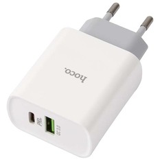 Сетевое зарядное устройство Hoco RC3, 1xUSB; 1xUSB Type-C, 3,1 A, white
