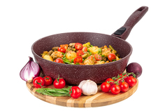 Сковорода глубокая 26 см Elan Gallery ГАРМОНИЯ ВКУСА Рубин, со съёмной ручкой