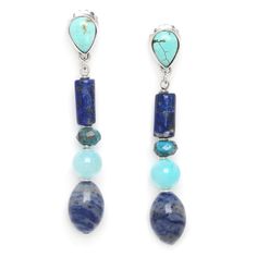 Серьги из бижутерного сплава с говлитом/агатом Nature Bijoux Blue stones