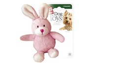 Мягкая игрушка для собак GiGwi Заяц с пищалкой, розовый, длина 14 см