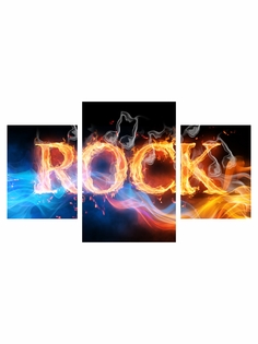 Модульные картины на экокоже "Ultra market" KM30 АРТ "Огненная надпись ROCK"