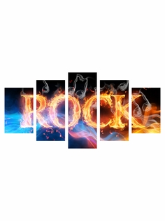 Модульные картины на экокоже "Ultra market" KM10 АРТ "Огненная надпись ROCK"