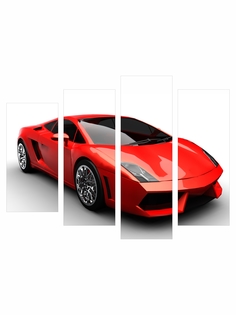 Модульные картины на экокоже "Ultra market" KM20 Транспорт "Красный автомобиль"