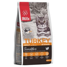 Сухой корм для кошек BLITZ Adult All Breeds Sensitive, индейка, 0,4кг