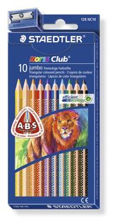 Карандаши цветные NorisClub трехгранные Jumbo 10 цв. с точилкой Staedtler