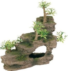 Грот для аквариума TRIXIE Rock Stairs Каменная лестница с растениями, 19,5х10х12 см