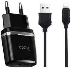 Сетевое зарядное устройство Hoco C12, 2xUSB, 2,4 A, black