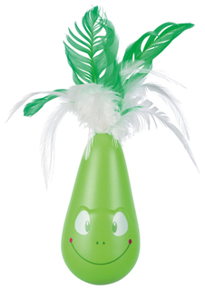 Неваляшка для кошек TRIXIE Pop-up Frog пластик, перья, зеленый, 6 см