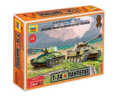 Игра Великое противостояние Советский танк Т-34 и немецкий танк Пантера 1:72 Zvezda 5202 Звезда