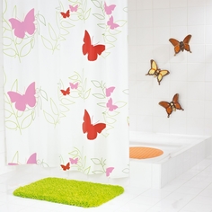 Штора для ванных комнат Butterflies красный 180*200 Ridder