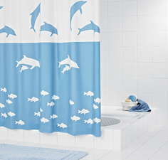 Штора для ванных комнат Flipper синий/голубой 180*200 Ridder