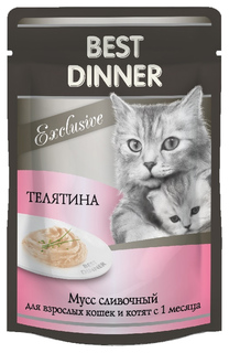 Влажный корм для кошек Best Dinner Exclusive, сливочный мусс с телятиной, 85г