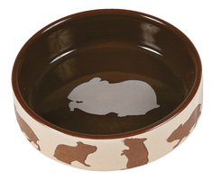 Одинарная миска для грызунов TRIXIE, керамика, бежевый, коричневый, 0.08 л