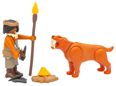 Игровой набор Playmobil Экстра-набор:Пещерный человек с саблезубым тигром