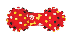 Игрушка-пищалка для собак Triol Гантель с шипами из винила, красная, 16,5 см