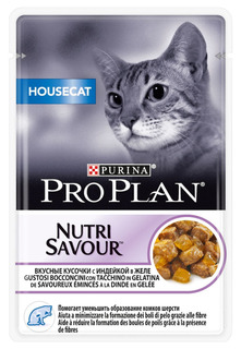 Влажный корм для кошек PRO PLAN Nutri Savour Housecat, индейка, 24шт, 85г