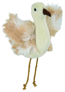 Мягкая игрушка для кошек TRIXIE Страус с пищалкой, плюш, бежевый, 5.5 см