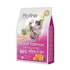 Сухой корм для кошек Profine Derma, для длинношертстных, лосось, 2кг