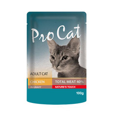 Влажный корм для кошек Pro Cat Adult, курица, 100г