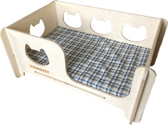 Кроватка универсальная деревянная Homepet с матрасом, средняя, 75x56x27 см