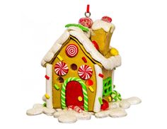 Елочная игрушка Crystal Deco Прянично-леденцовый домик MA6740A 8 см 1 шт.