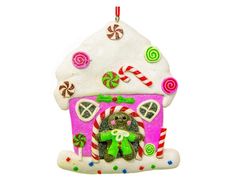 Елочная игрушка Crystal Deco Пряничный розовый домик MA7505A 11 см 1 шт.