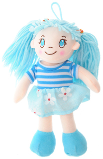Кукла мягконабивная, 20 см (в голубом платье в цветочек) A Btoys