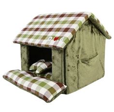 Домик для кошек и собак Puppia BEAUFORT HOUSE, белый, зеленый, коричневый, 40x43x36см