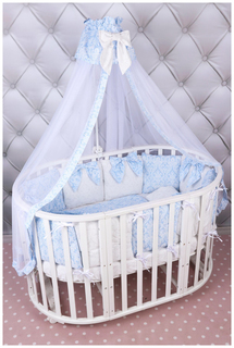 Комплект в кроватку 18 предметов (6+12 бортиков) AmaroBaby ЭЛИТ (бязь, голубой)