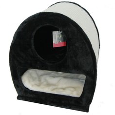 Домик для кошек Pet Choice с когтеточкой, черный, 45x40x50 см
