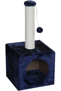 Домик для кошек Pet Choice с игрушкой, темно-синий, 31x31x70 см