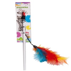 Игрушка для кошек Грызлик Ам Марабу, дразнилка-удочка с перьями, 55 см