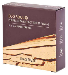 Пудра компактная The Saem Eco Soul Perfect Cover Pact, 21 тон, Светло-бежевый, 11 г