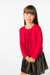 Кардиган для девочки iDO, цв.красный, р-р 122