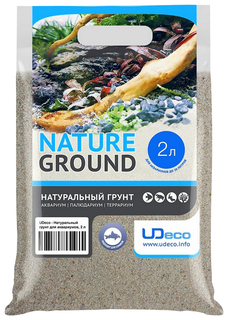 Натуральный песок для аквариумов и террариумов UDeco River Light, бежевый, 0,1-0,6 мм, 2 л