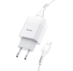 Сетевое зарядное устройство Hoco C73A, 2xUSB, lightning, 2,4 A, white