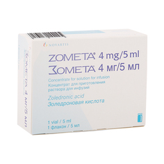 Зомета концентрат для раствора 4 мг/5 мл 5 мл Novartis Pharma
