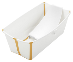 Ванночка с горкой Stokke Flexi Bath Bundle, Tub with Newborn Support White Yellow