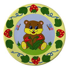 Тарелка декоративная под роспись, мишка с ягодами Lori