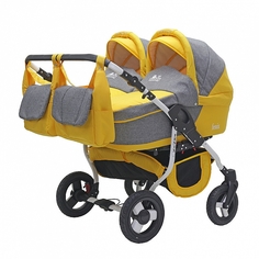 Коляска для двойни и погодок BartPlast Fenix DUO 07 серая с желтым