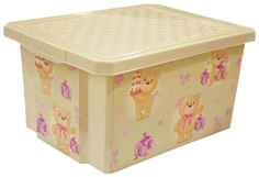 Детский ящик Little Angel для хранения игрушек x box bears 17л слоновая кость/12*