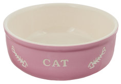 Миска для кошек Nobby керамическая, с надписью Cat, розовая, 200 мл